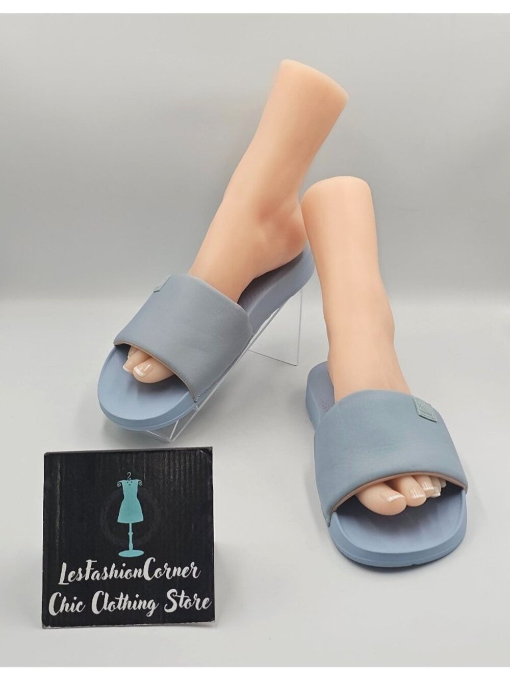 FitFlop Women's Light Blue iQushion  Comfortable Slide Sandals Size 10 3769